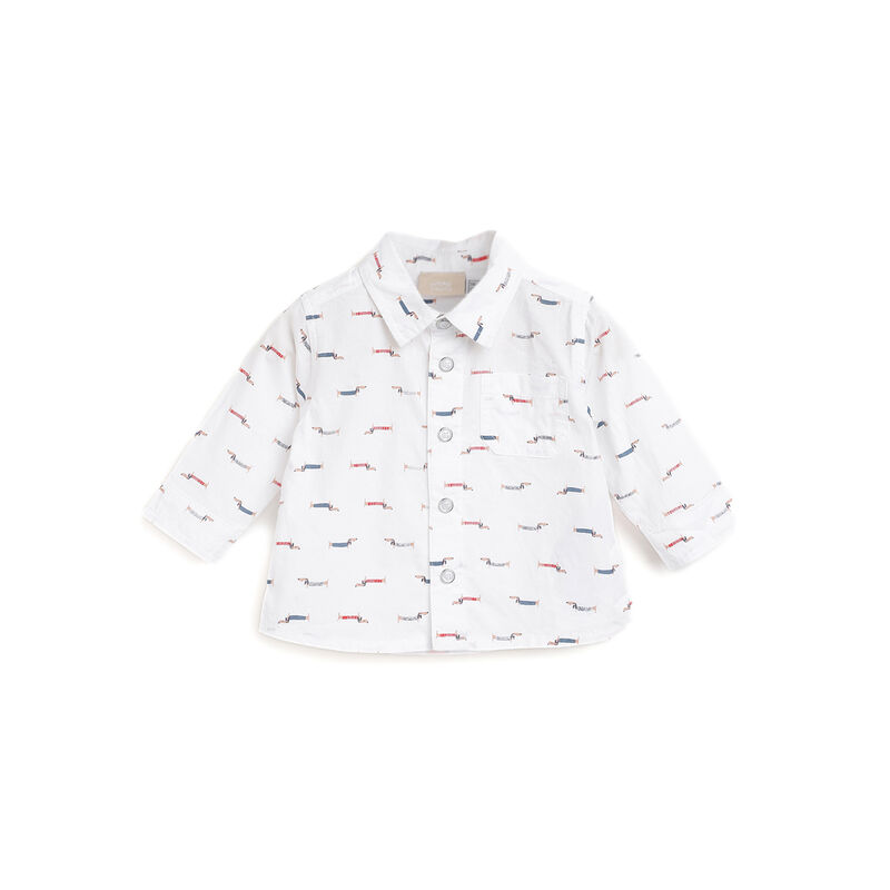 Boys White Printed Long Sleeve Shirt image number null